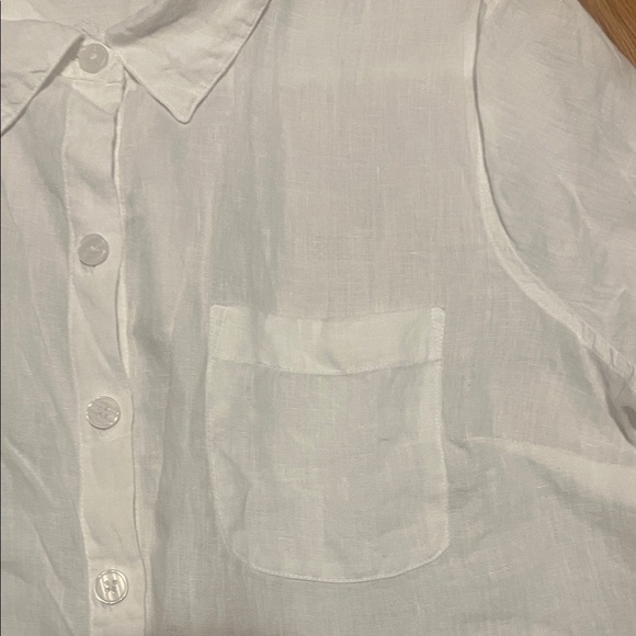 Coldwater Creek Women's White Button Down Shirt large 100% linen - Picture 3 of 4